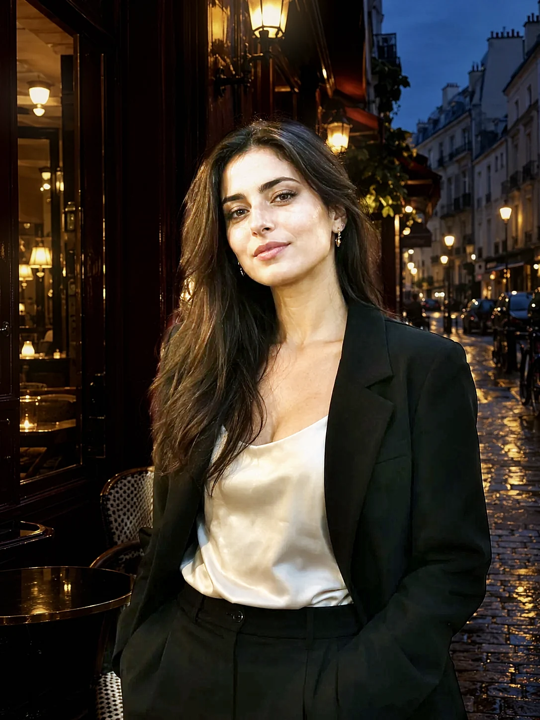 Paris bistro portrait with direct flash