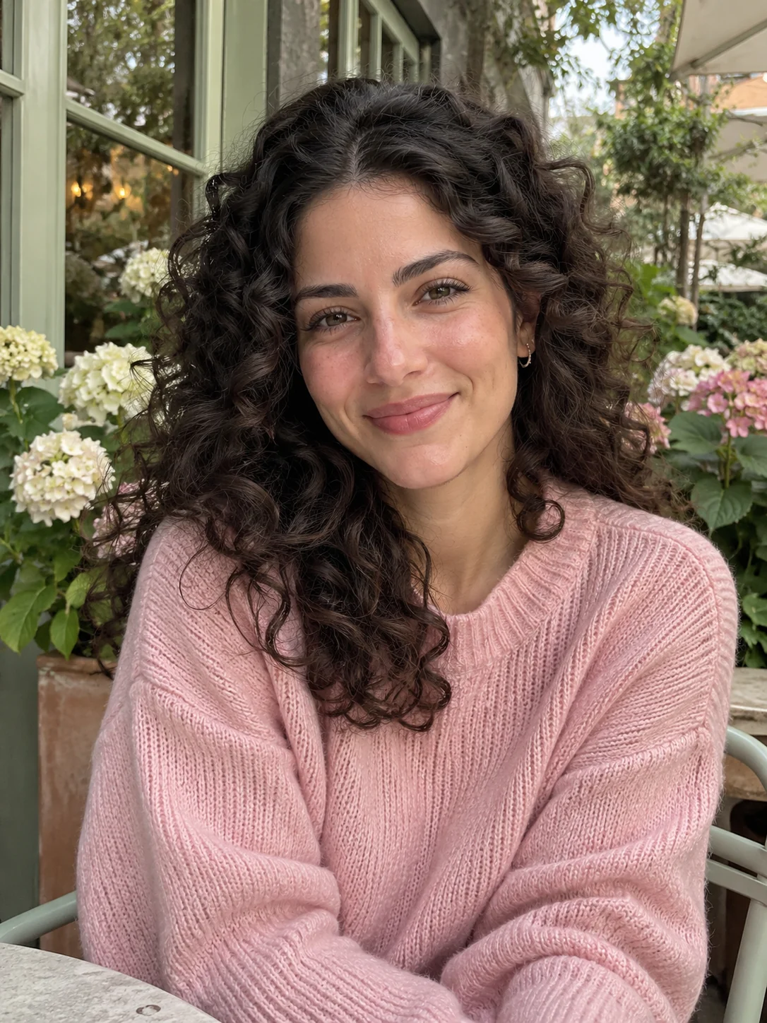 Smiling cafe portrait for the online photo booth