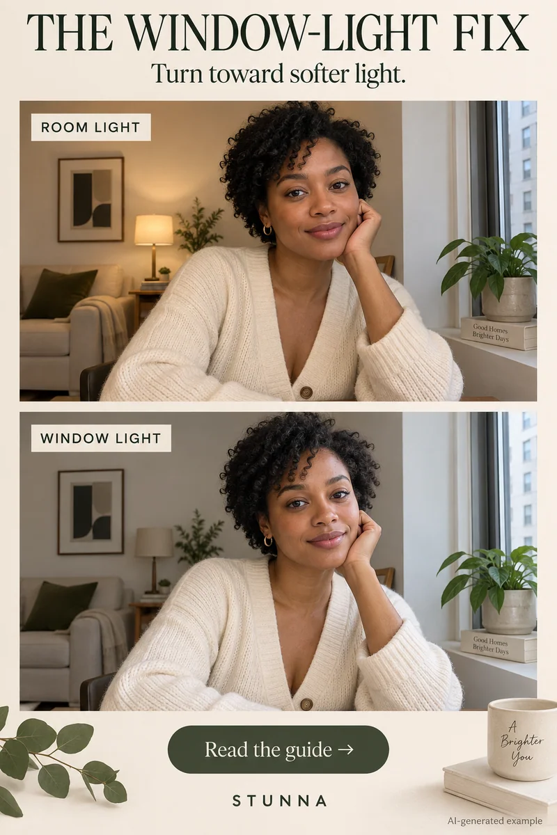 AI-generated window-light before-and-after concept, not an actual Stunna result
